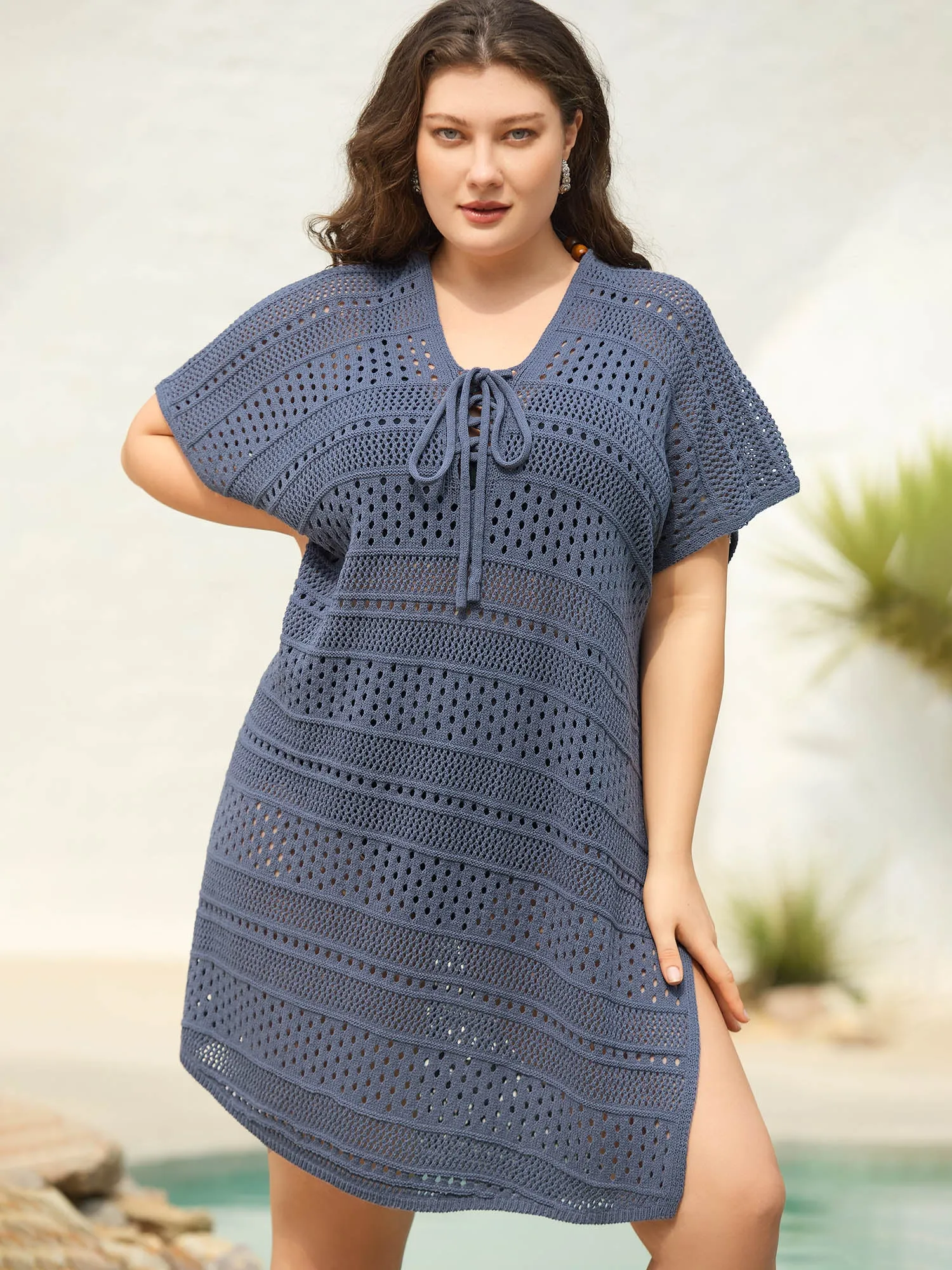 Cut-Out Tied Solid Swim Cover-Up sold by Bloomchic product image thumbnail 3