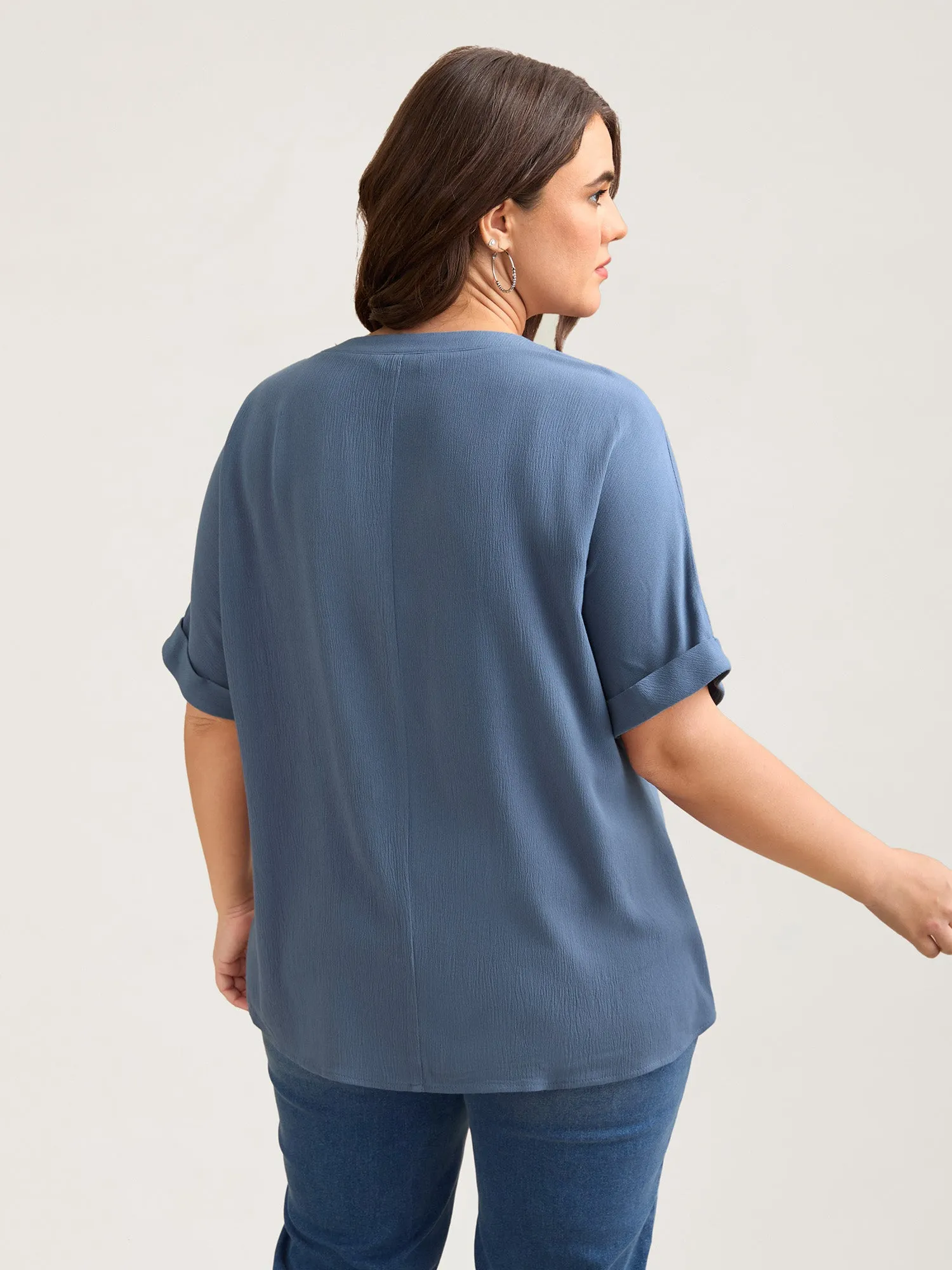 Rayon Dolman Sleeve Notched Collar Blouse sold by Bloomchic product image thumbnail 4