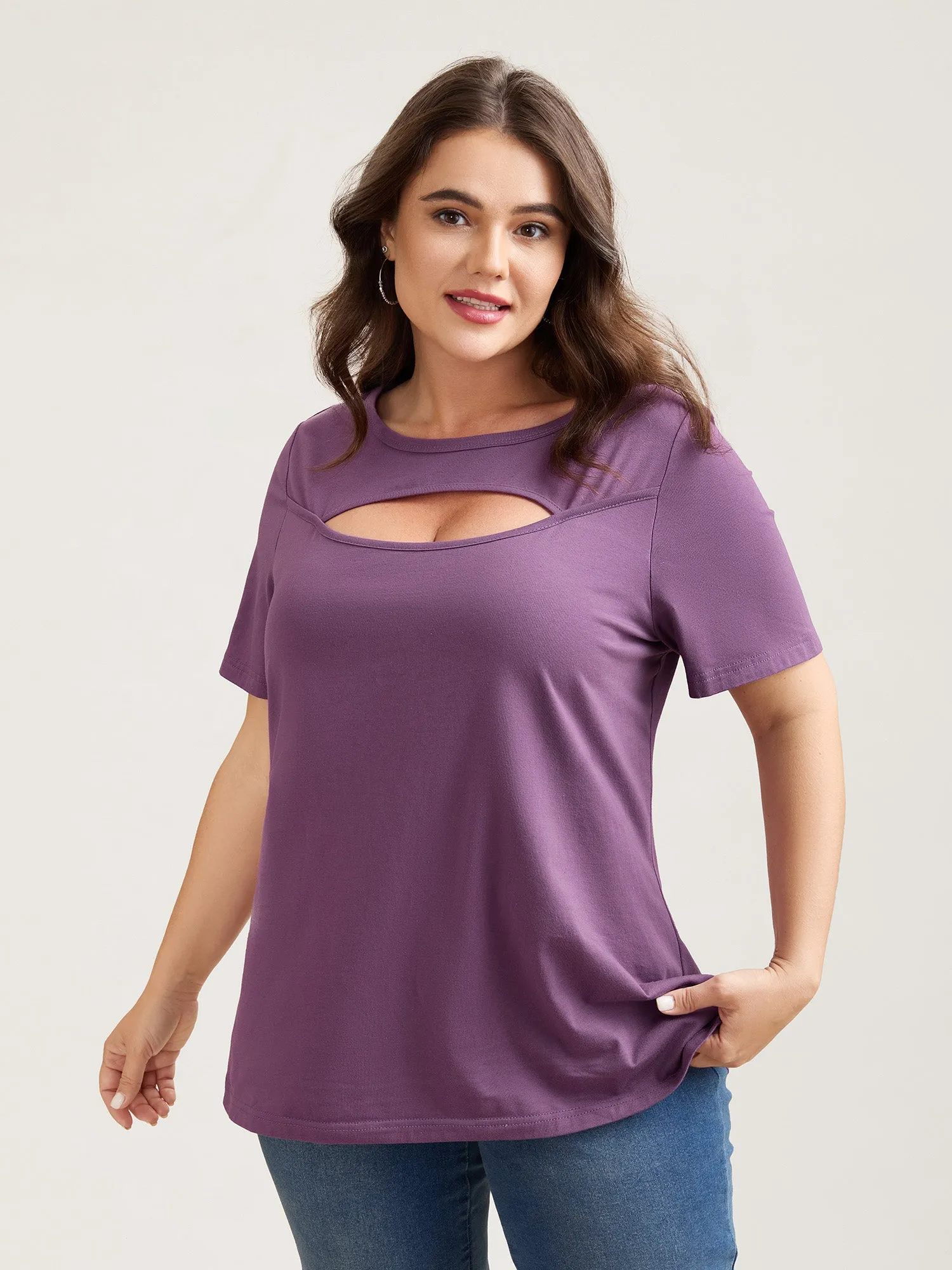 Cotton Flirty Cutout Curvy T-Shirt sold by Bloomchic product image thumbnail 2