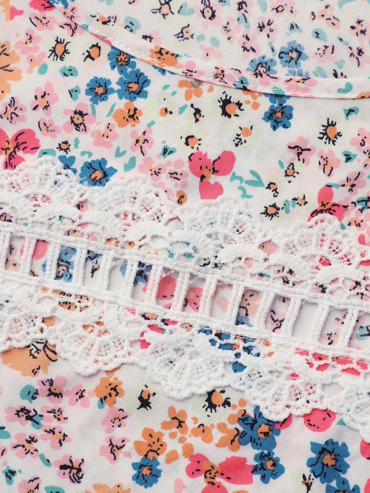 Multi-Color Floral Print Lace Spliced Blouse sold by Bloomchic product image thumbnail 5