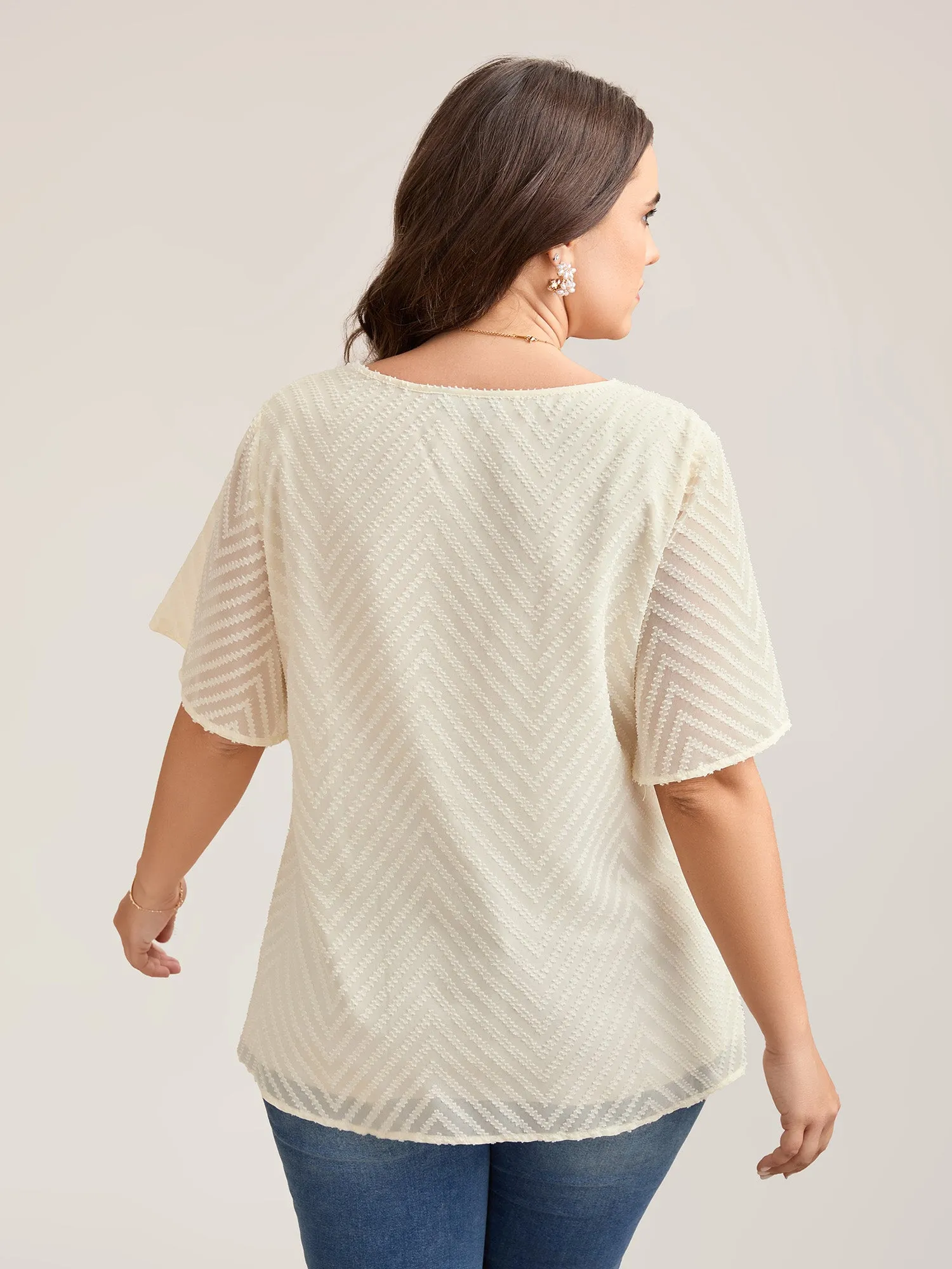 Textured Sheer Ruffled Sleeve Blouse sold by Bloomchic product image thumbnail 2