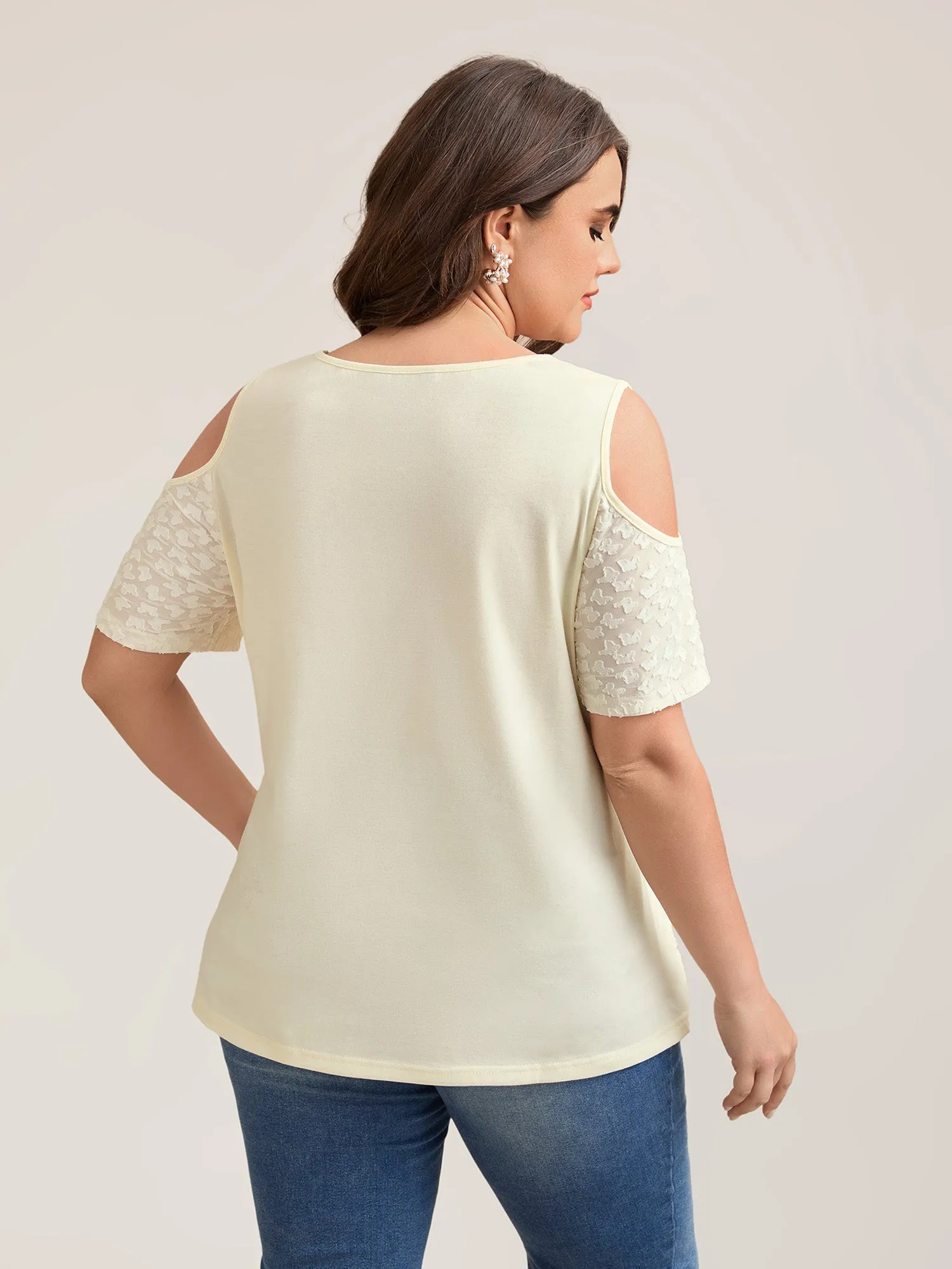 Textured Off-Shoulder Lined T-Shirt sold by Bloomchic product image thumbnail 4