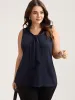 Knotted Neckline Fitted Sleeveless Blouse sold by Bloomchic