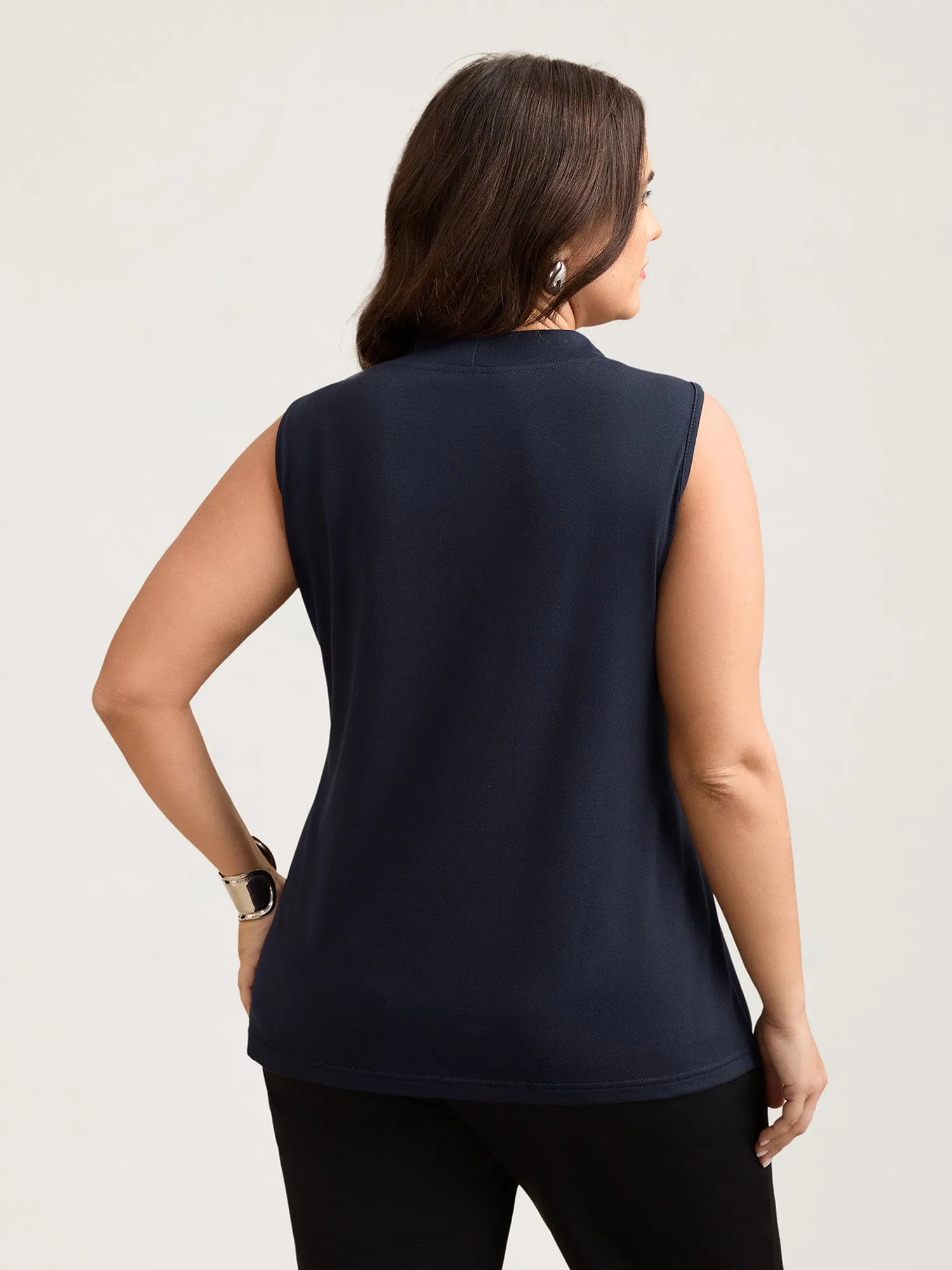 Knotted Neckline Fitted Sleeveless Blouse sold by Bloomchic product image thumbnail 5