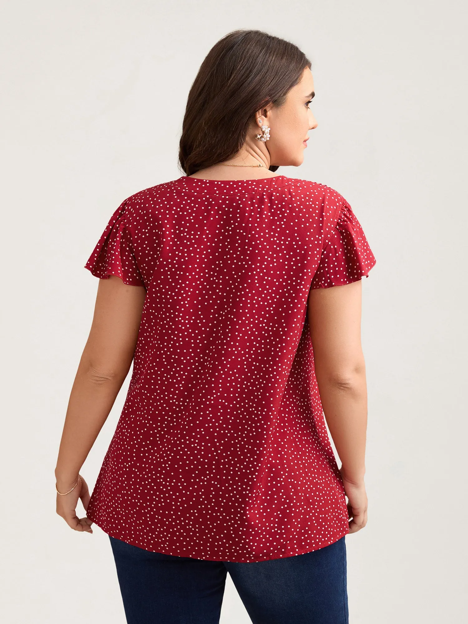 Polka Dot Print Toothpick Pleat Blouse sold by Bloomchic product image thumbnail 4