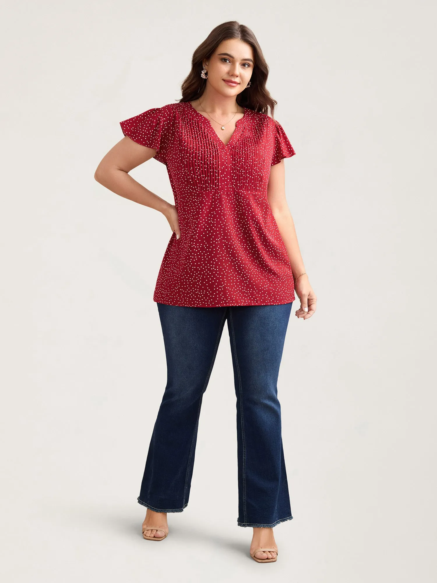 Polka Dot Print Toothpick Pleat Blouse sold by Bloomchic product image thumbnail 2