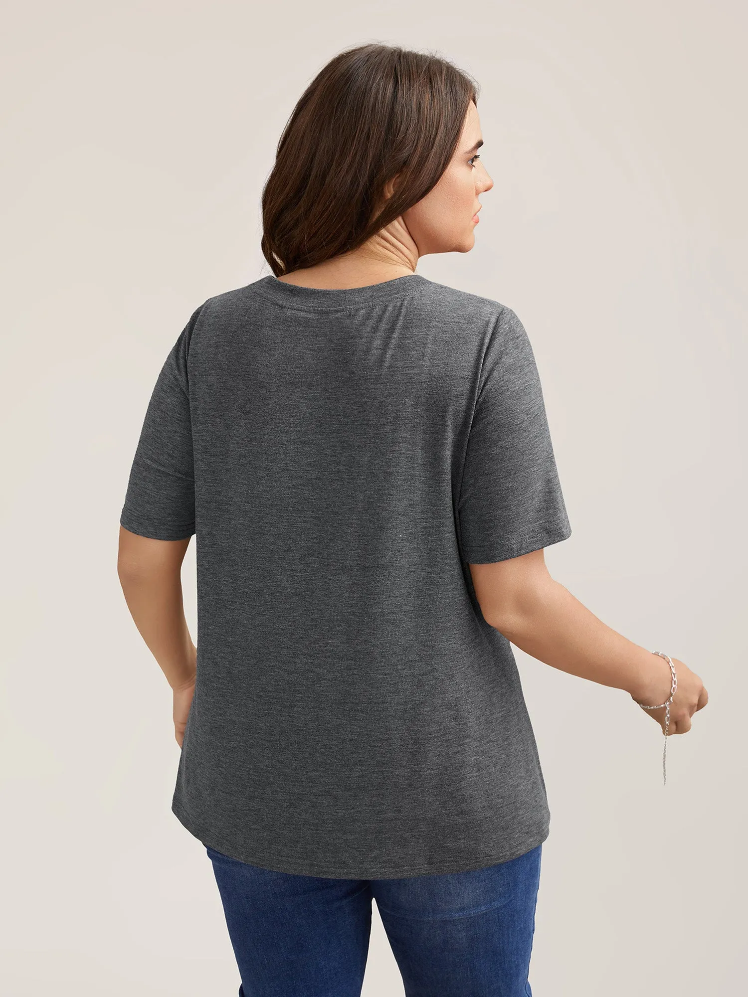 Positive Vibes Print Crew Neck T-Shirt sold by Bloomchic product image thumbnail 4