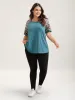 Floral Spliced Raglan Sleeve Solid Knit Top sold by Bloomchic
