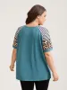 Floral Spliced Raglan Sleeve Solid Knit Top sold by Bloomchic