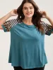 Floral Spliced Raglan Sleeve Solid Knit Top sold by Bloomchic