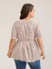 Floral Print Shirred Bodice Peplum Top sold by Bloomchic