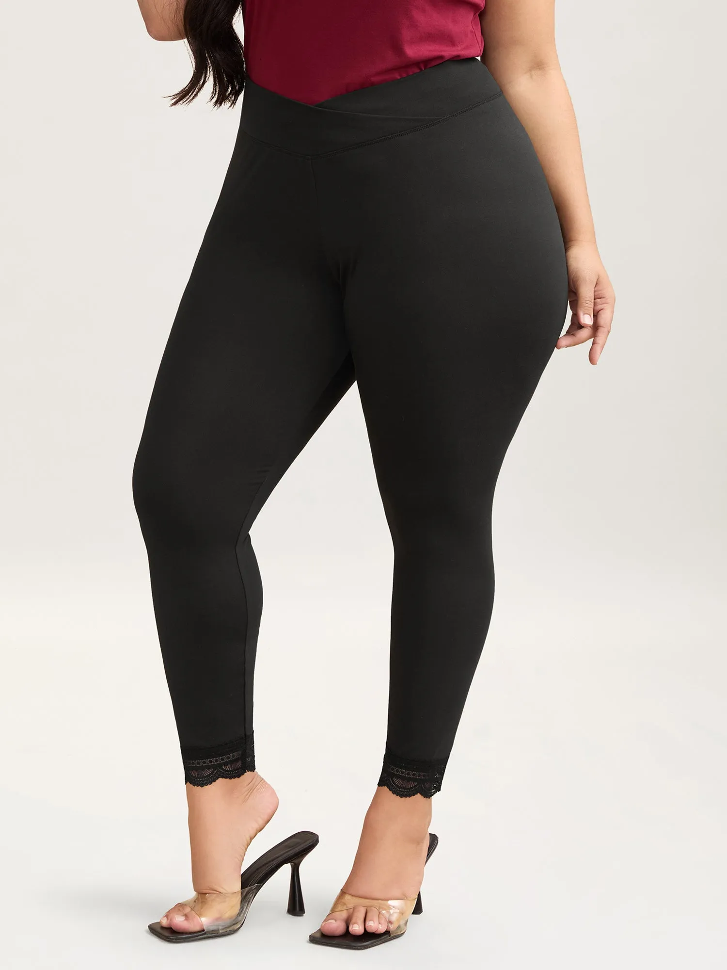 Overlap Waist Spliced Tight Pants sold by Bloomchic