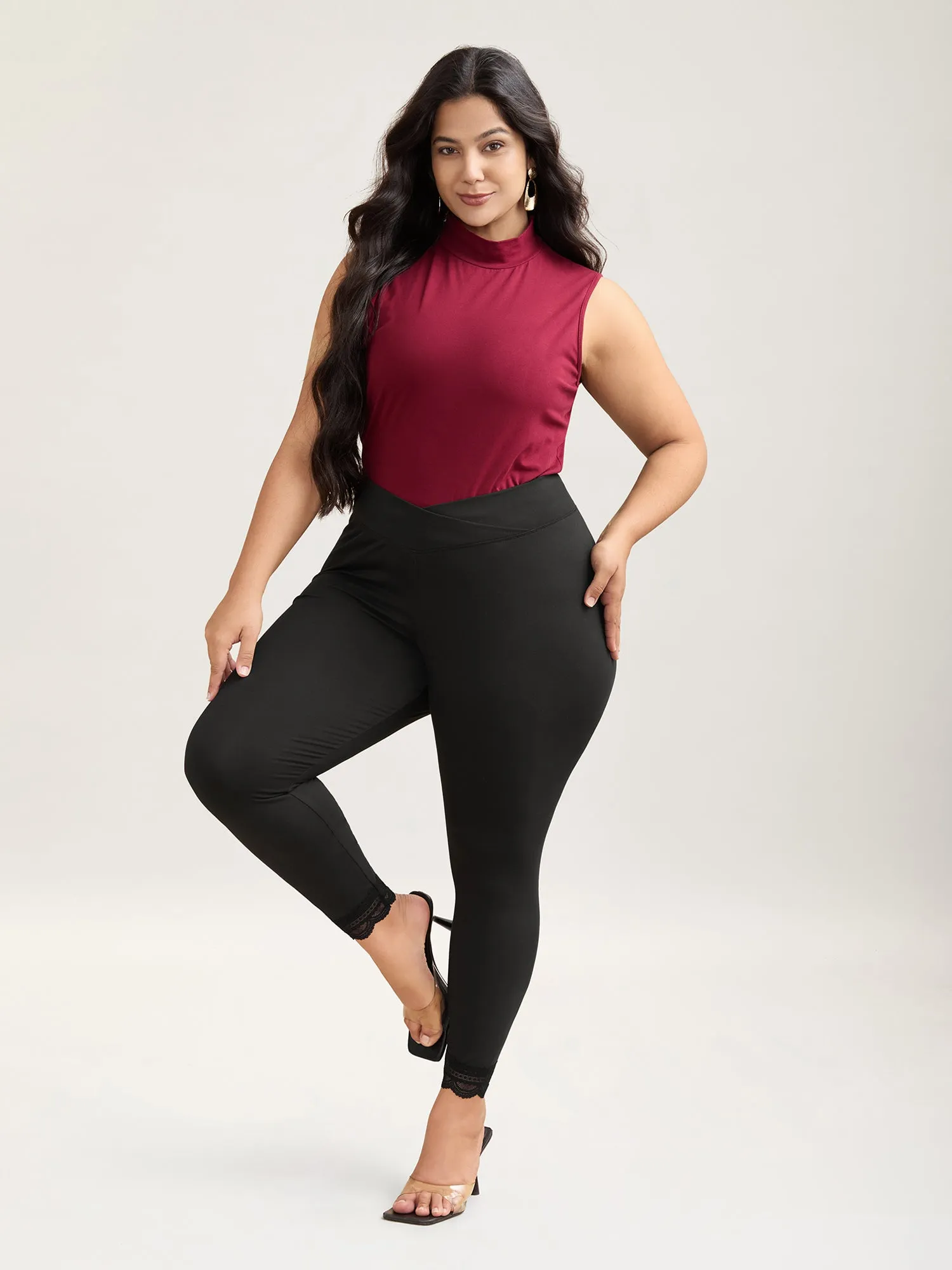 Overlap Waist Spliced Tight Pants sold by Bloomchic product image thumbnail 3