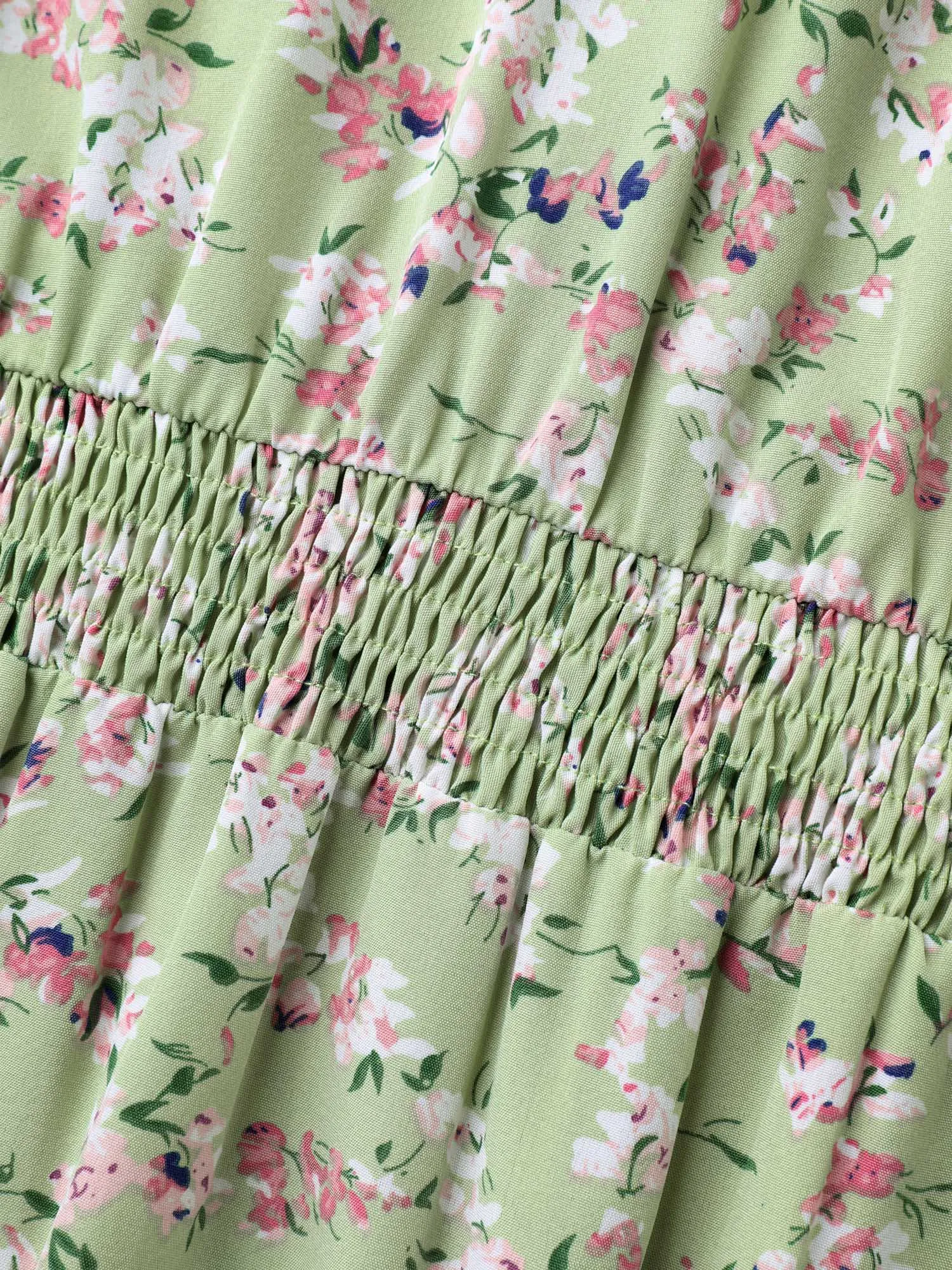 Floral Print Shirred Waist Layered Sleeve Dress sold by Bloomchic product image thumbnail 5