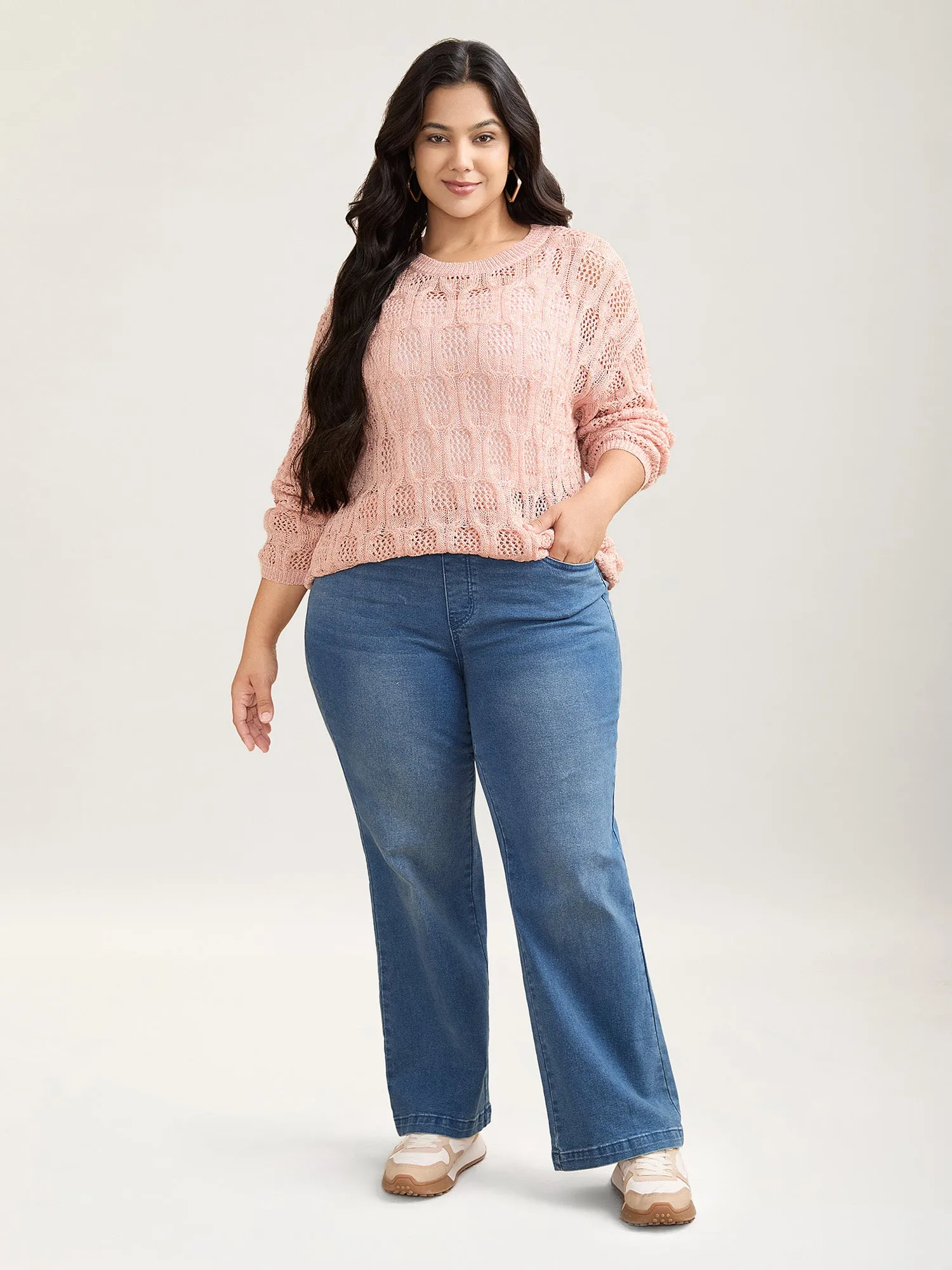 Textured Cut-Out Ribbed Hem Pullover sold by Bloomchic product image thumbnail 3