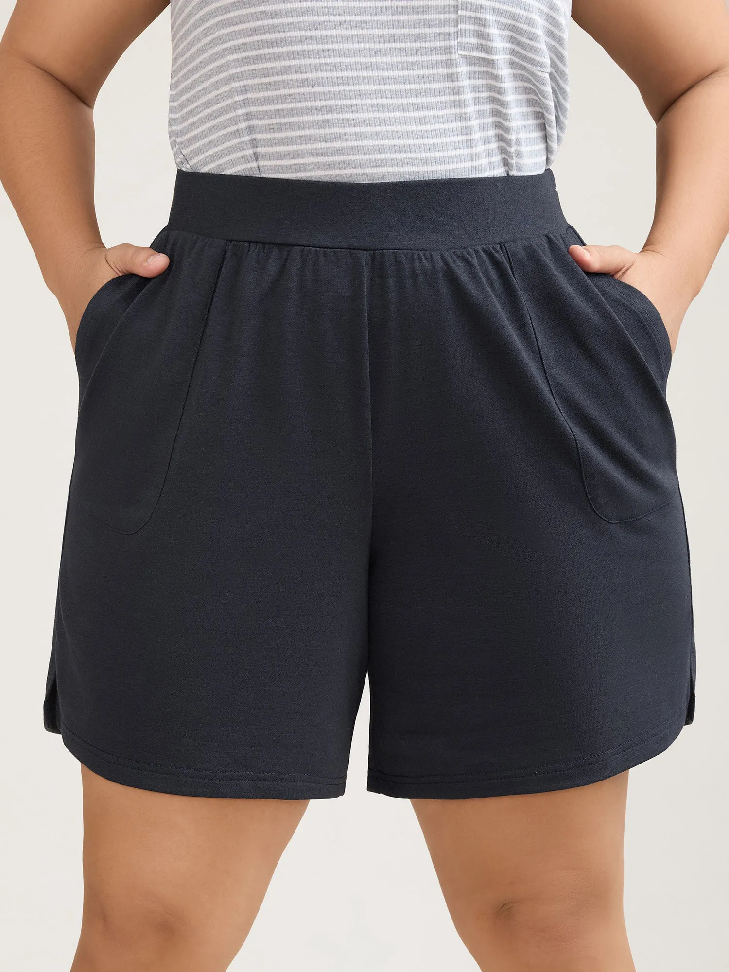 Stretchy Waist Split Relaxed Shorts sold by Bloomchic