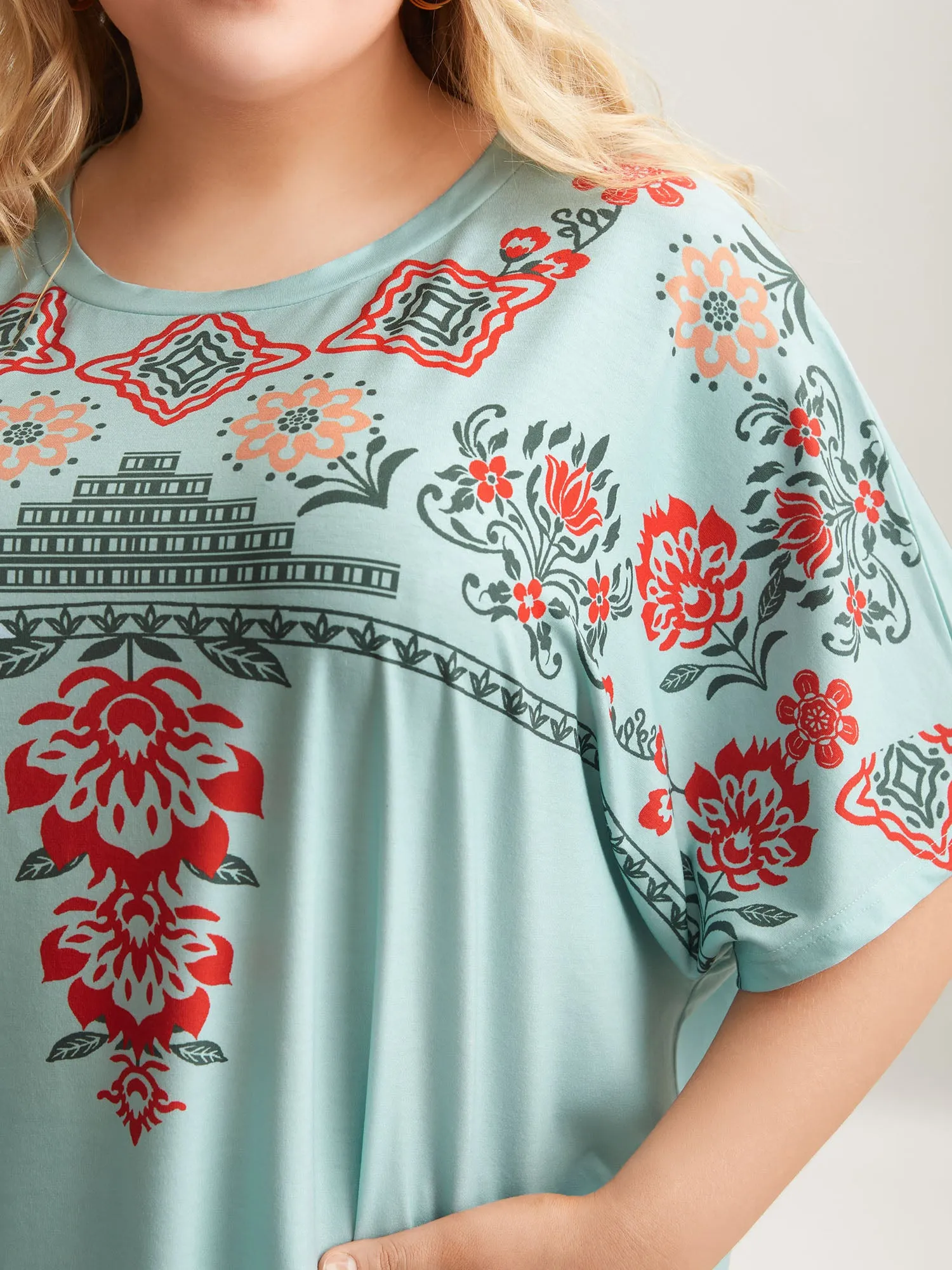 Boho Print Stretchy Half Sleeve T-Shirt sold by Bloomchic product image thumbnail 4