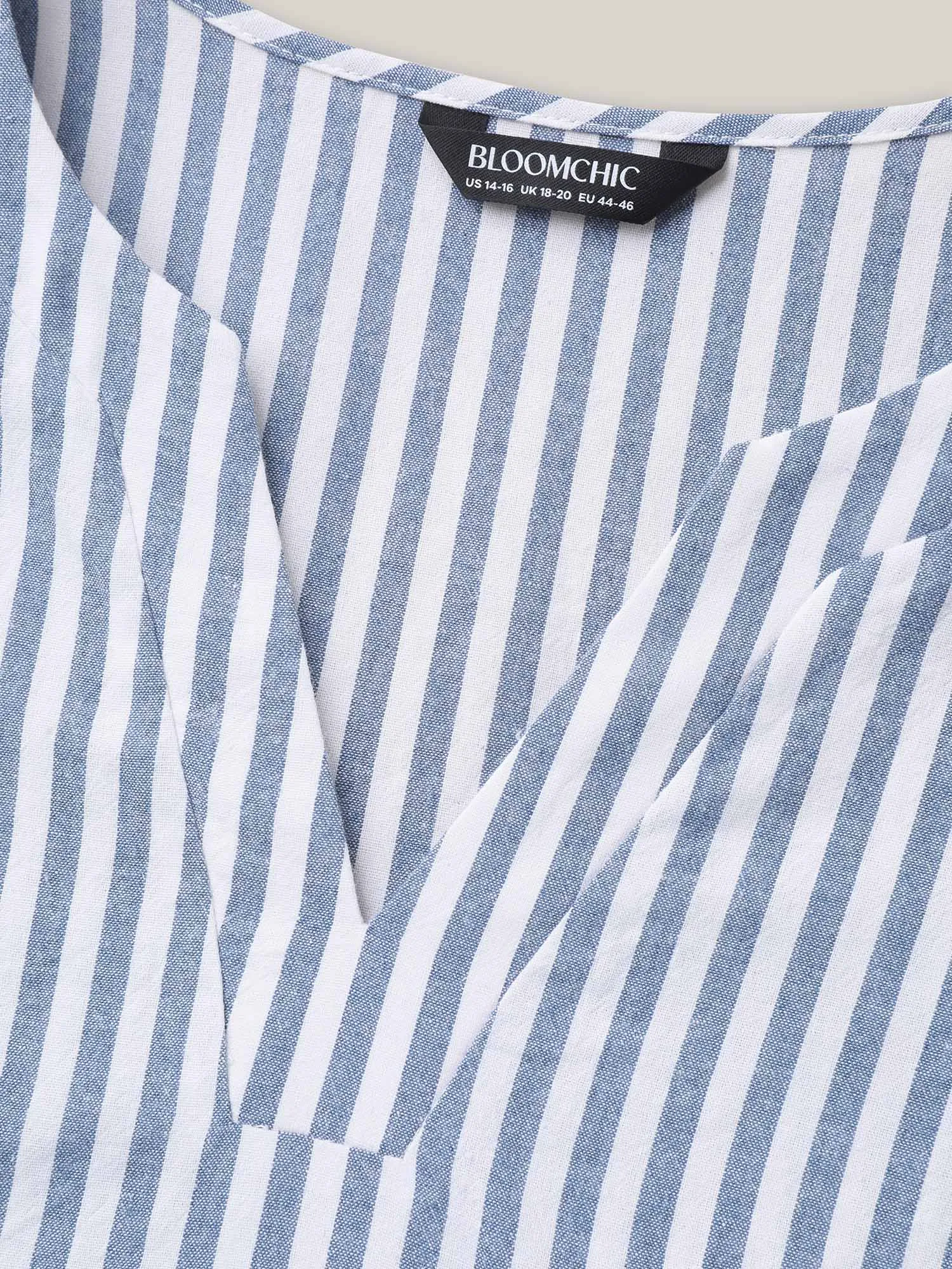 Striped Split Neck Flared Sleeve Shirt sold by Bloomchic product image thumbnail 5