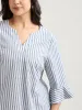 Striped Split Neck Flared Sleeve Shirt sold by Bloomchic