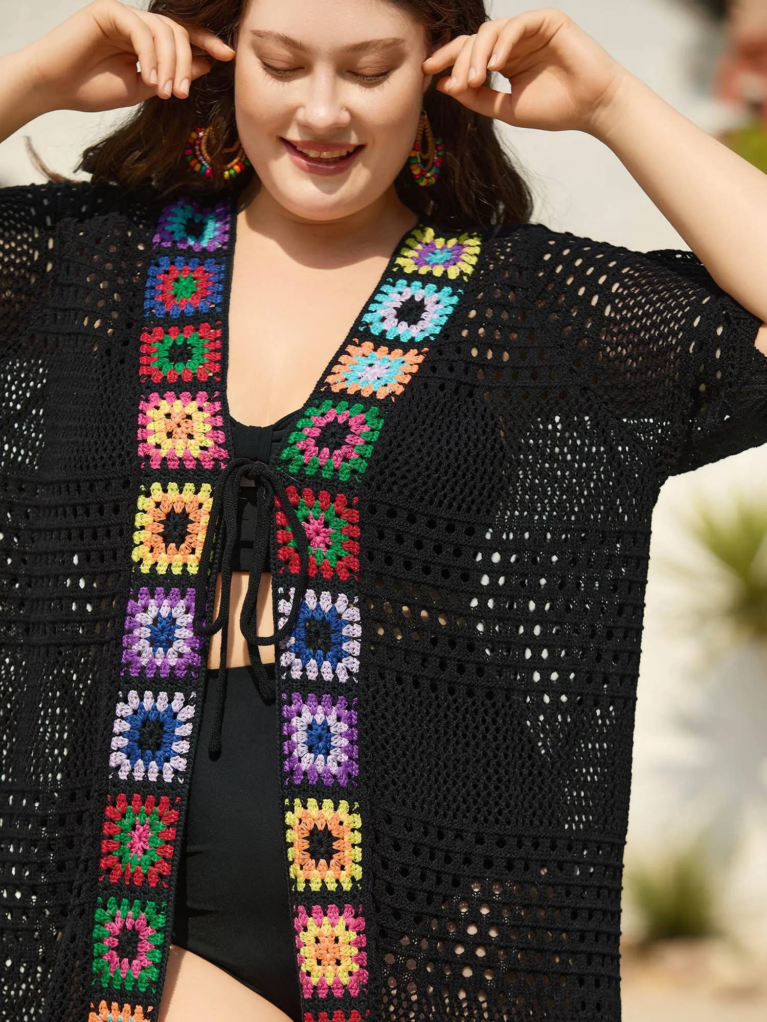 Crocheted Cut-Out Tied Swim Cover-Up sold by Bloomchic product image thumbnail 5