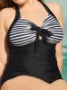 Striped Adjustable Bust-Tie One-Piece Swimsuit sold by Bloomchic