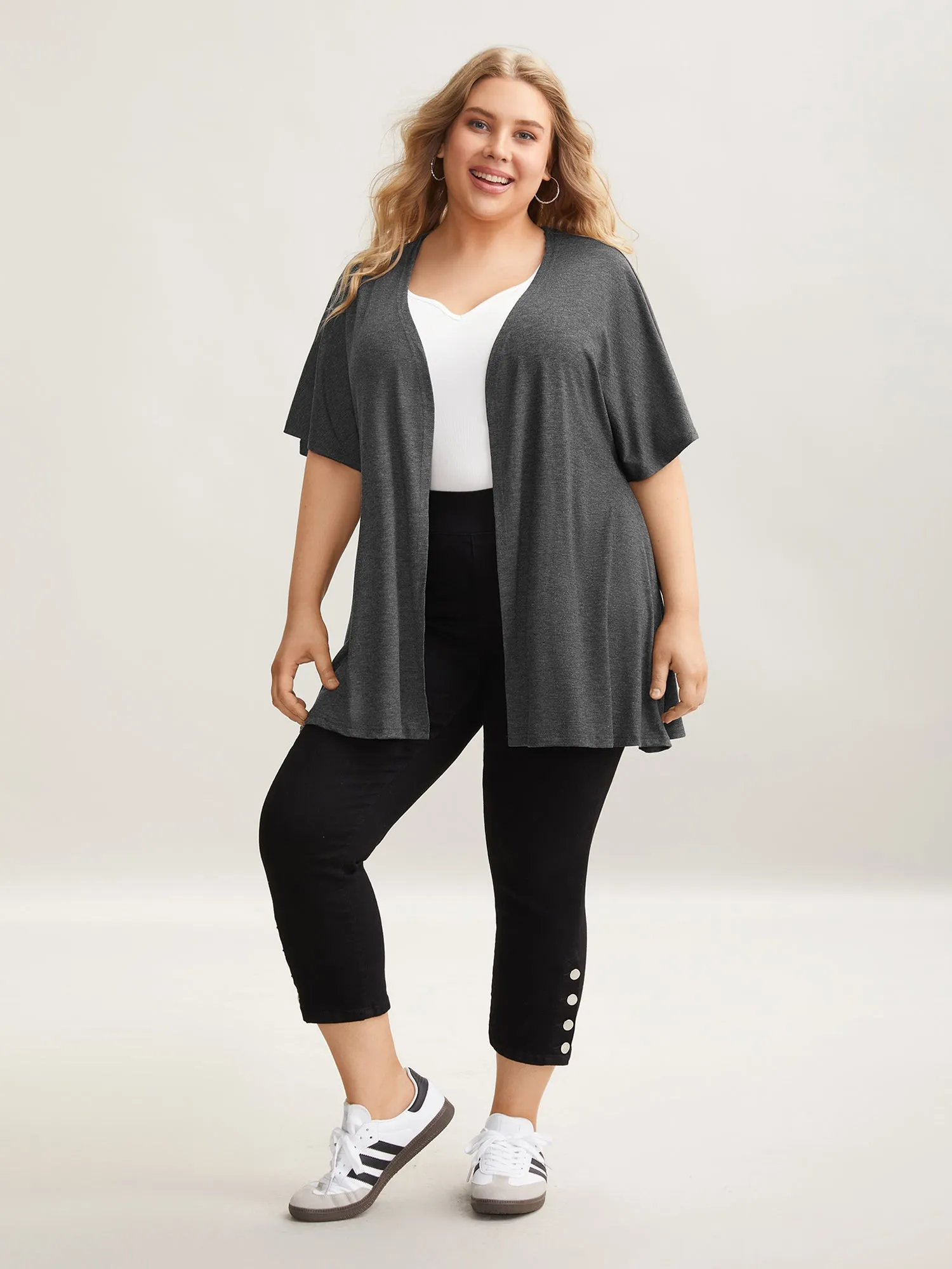 Flared Sleeve Open-Front Kimono Cardigan sold by Bloomchic product image thumbnail 4