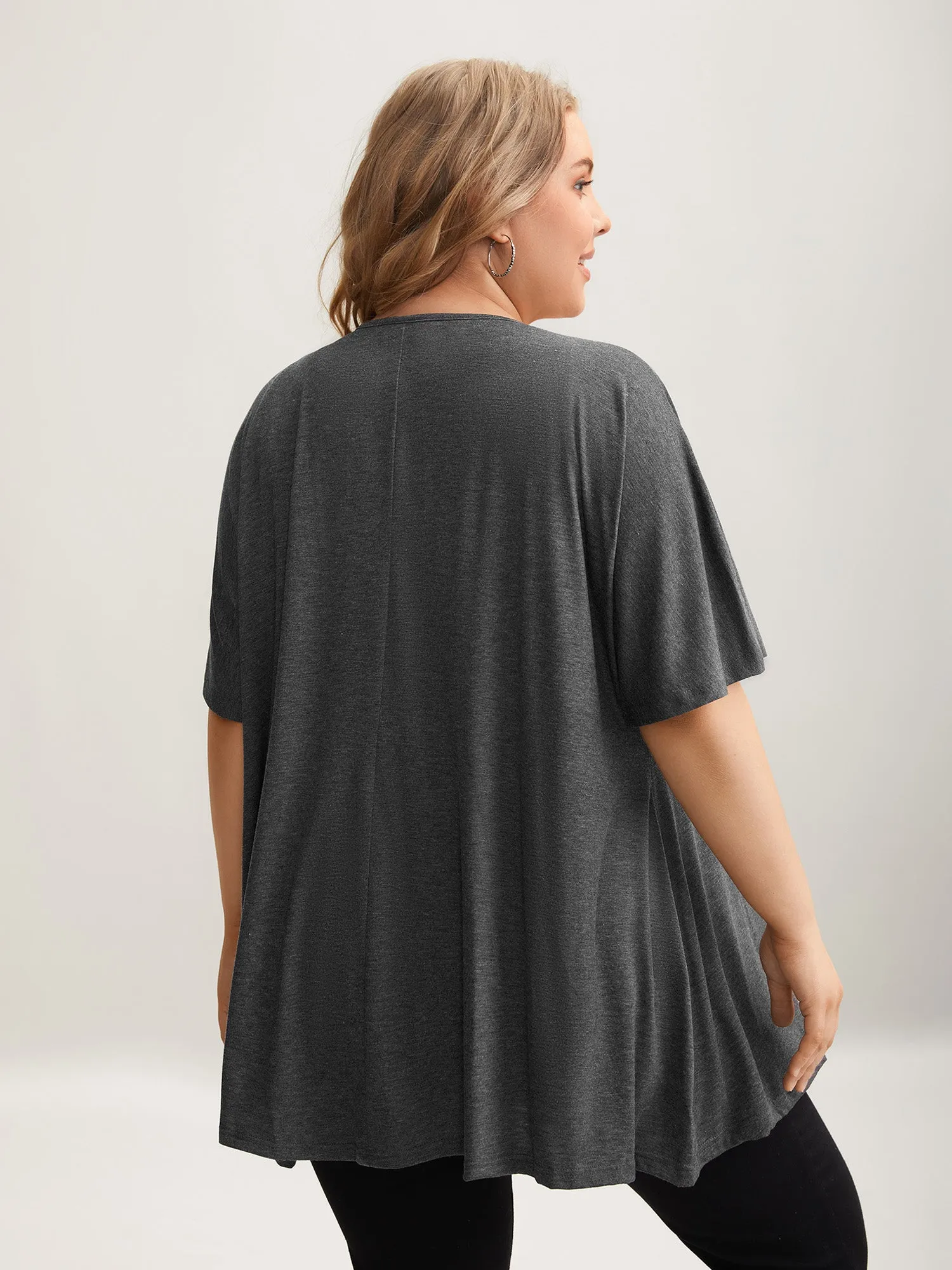 Flared Sleeve Open-Front Kimono Cardigan sold by Bloomchic product image thumbnail 2