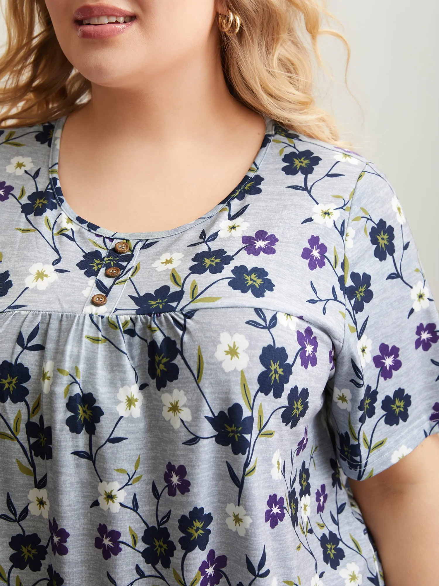 Floral Print Frill Trim Knit Top sold by Bloomchic product image thumbnail 2