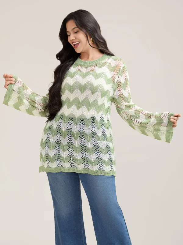 Textured Cut-Out Round Neck Pullover sold by Bloomchic