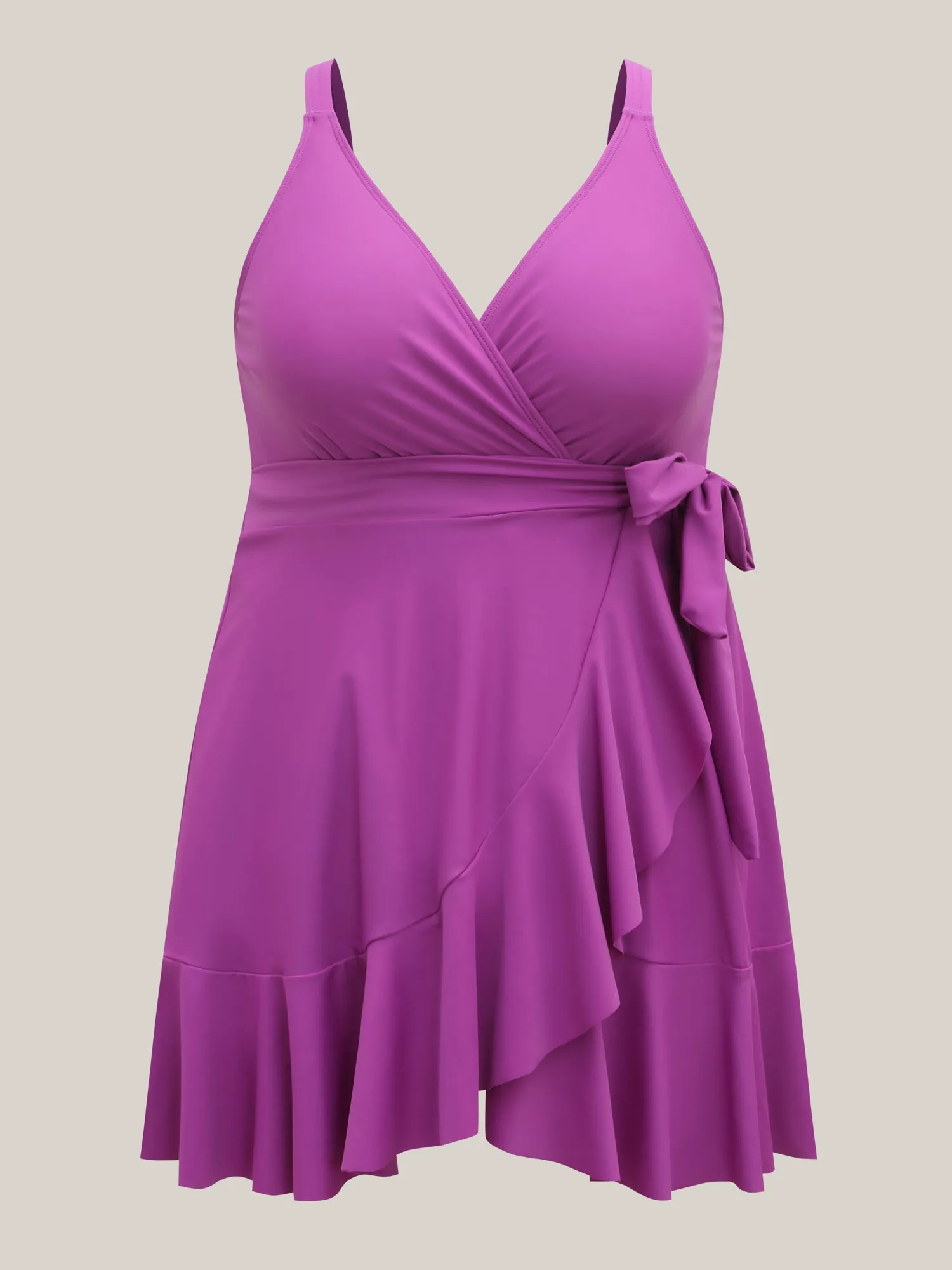 Flared Hem Waist-Tie Surplice Swim Dress sold by Bloomchic product image thumbnail 5