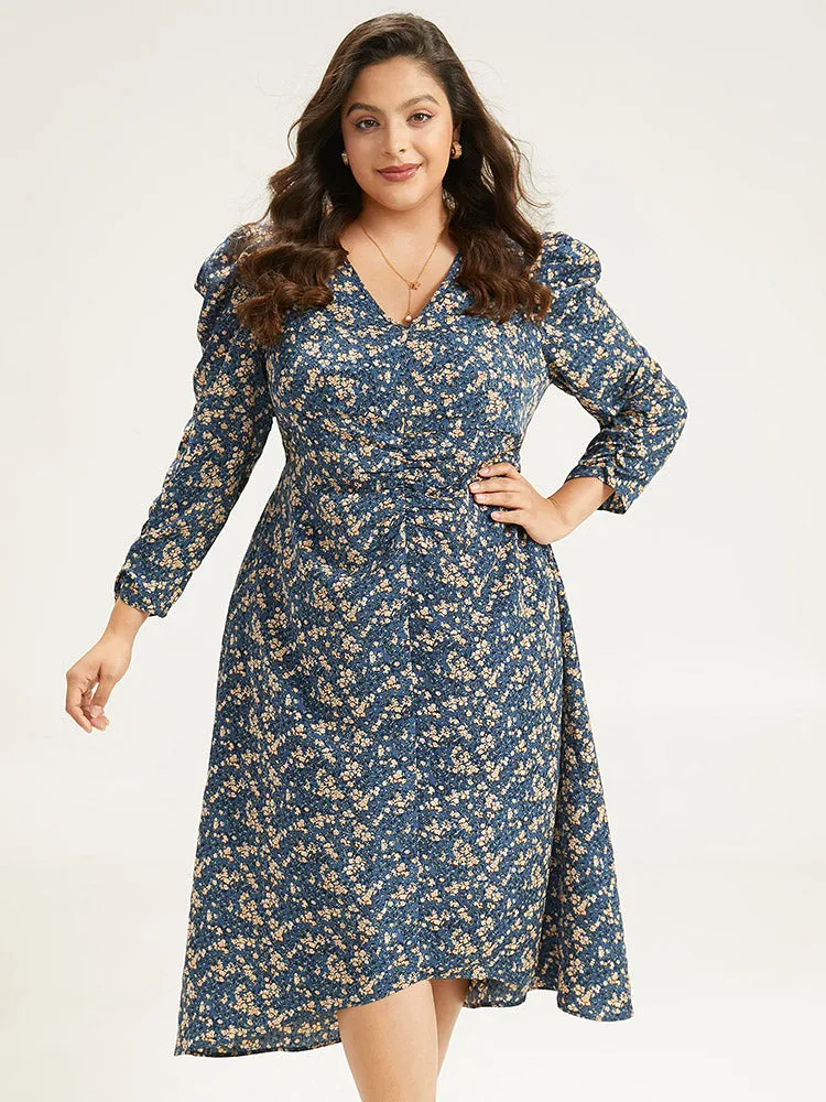Ditsy Floral Ruched Puff Sleeve Dress sold by Bloomchic product image thumbnail 2