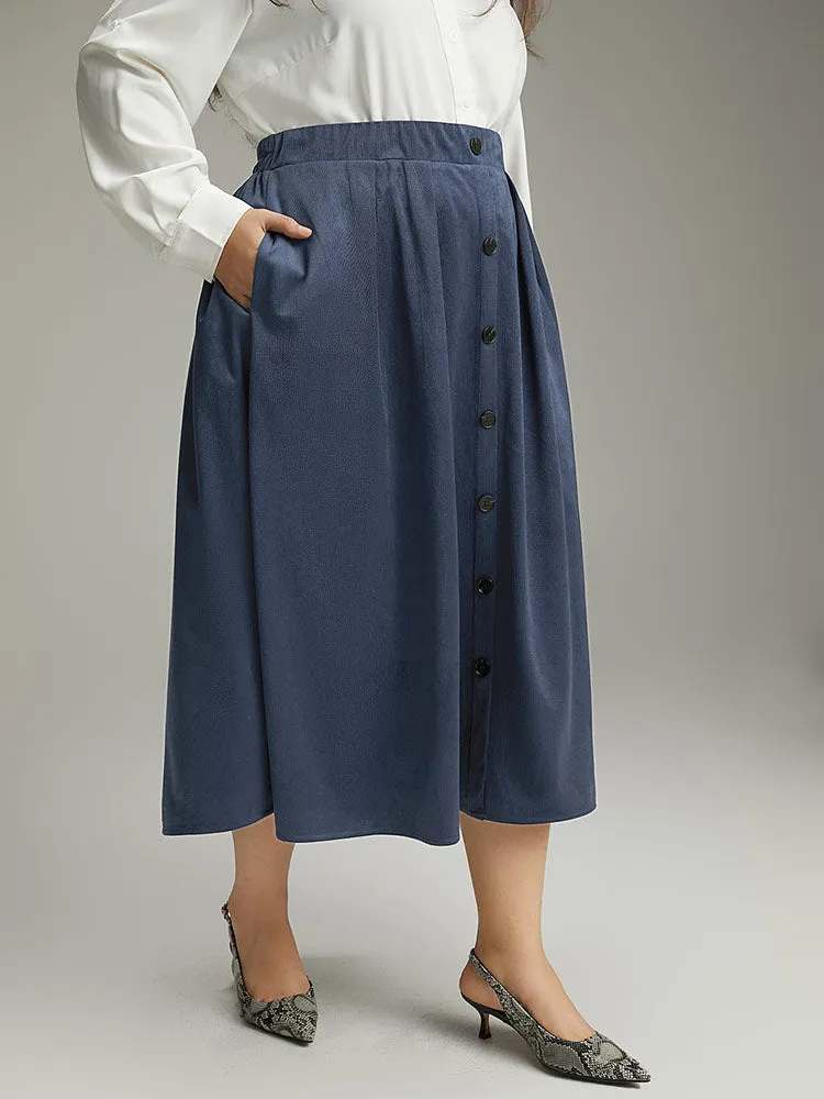 Plain Textured Button Detail Pocket Skirt sold by Bloomchic product image thumbnail 3