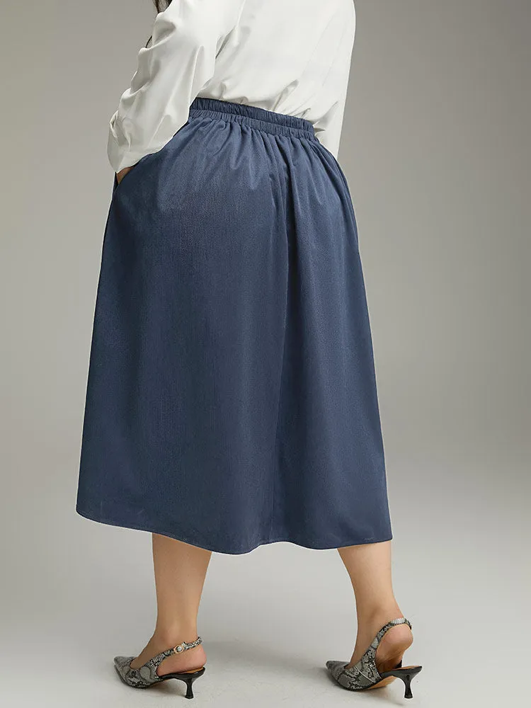 Plain Textured Button Detail Pocket Skirt sold by Bloomchic product image thumbnail 5