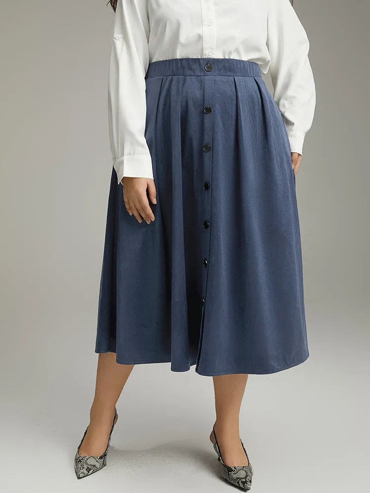 Plain Textured Button Detail Pocket Skirt sold by Bloomchic product image thumbnail 2