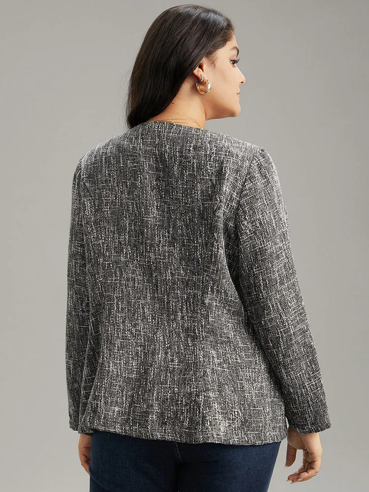 Tweed Open Front Patchwork Zipper Blazer sold by Bloomchic product image thumbnail 5