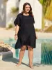 Crochet Back Design Dolman Sleeve Swim Cover-Up sold by Bloomchic