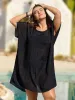 Crochet Back Design Dolman Sleeve Swim Cover-Up sold by Bloomchic