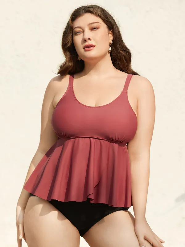 Curvy Split Hem Flared Swim Top sold by Bloomchic