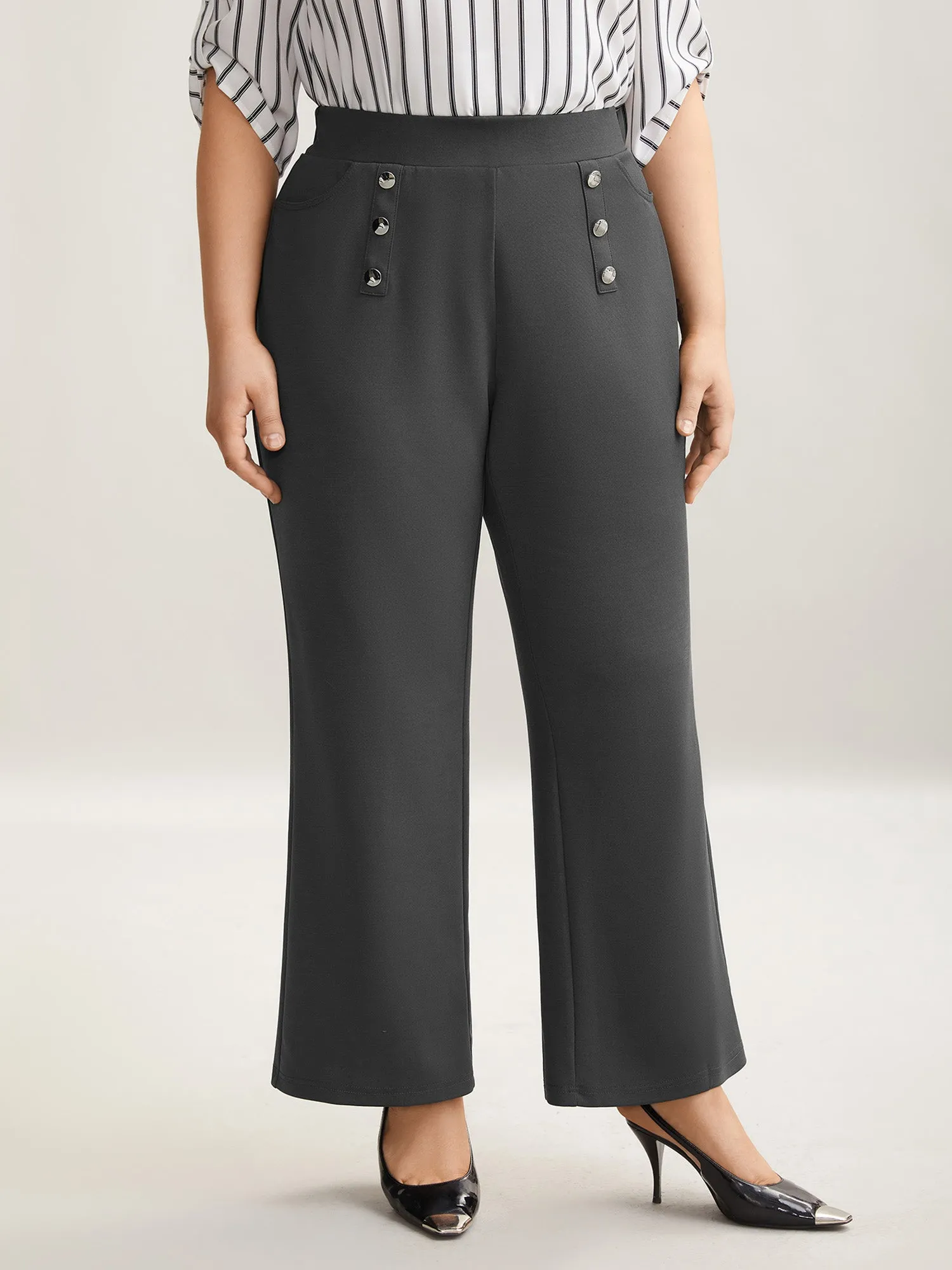 Button No-Waist Gap Pull On Pants sold by Bloomchic