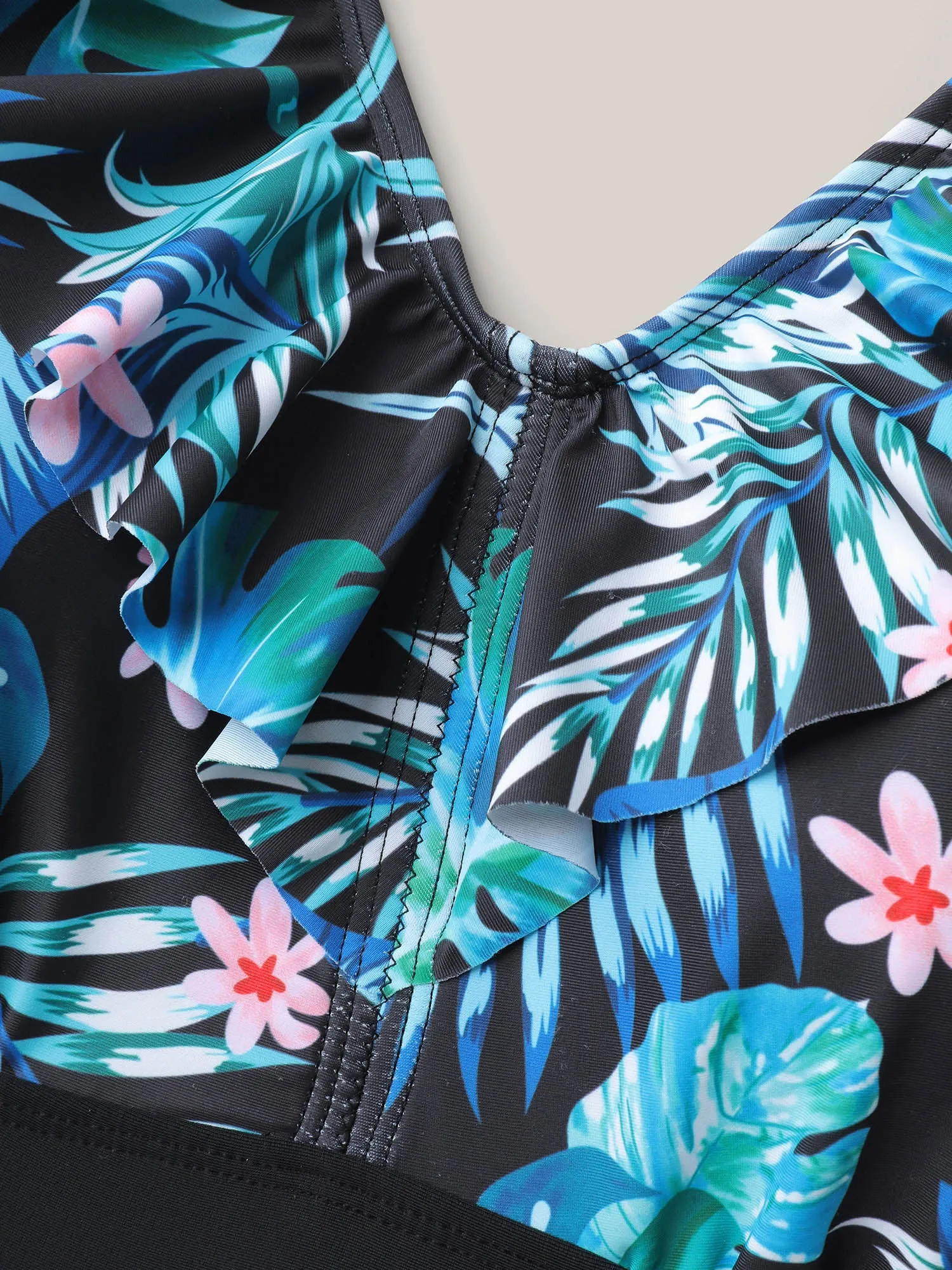 Floral Print Spliced Ruffled Straps Swim Dress sold by Bloomchic product image thumbnail 5