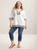Boho Print Split Neck Relaxed Fit Blouse sold by Bloomchic