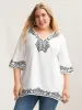 Boho Print Split Neck Relaxed Fit Blouse sold by Bloomchic