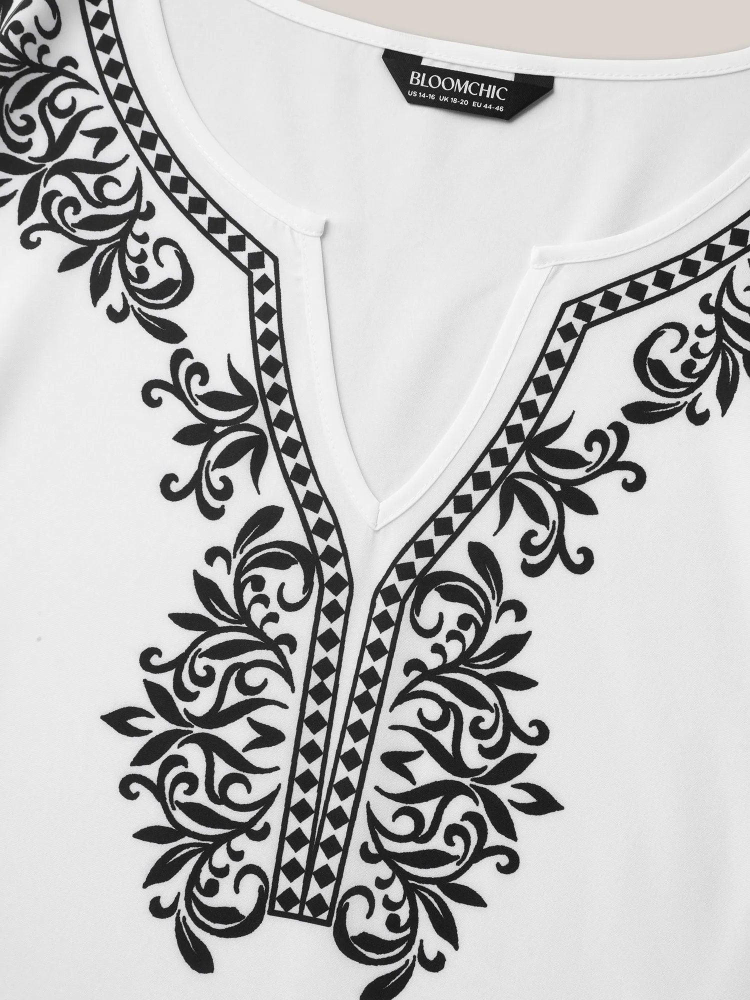 Boho Print Split Neck Relaxed Fit Blouse sold by Bloomchic product image thumbnail 5