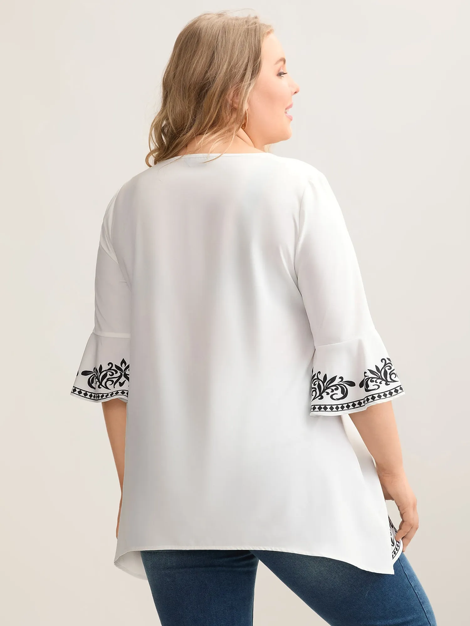 Boho Print Split Neck Relaxed Fit Blouse sold by Bloomchic product image thumbnail 3