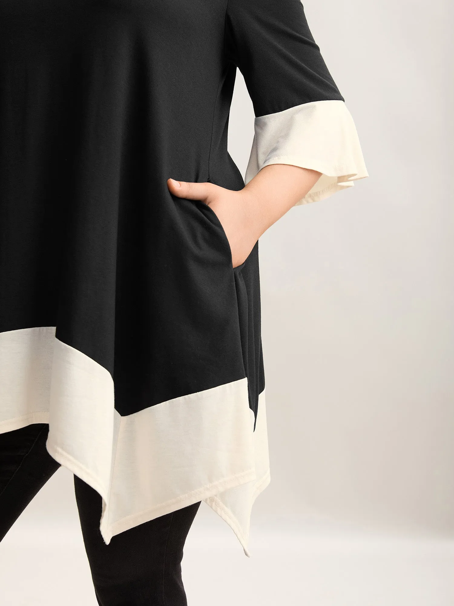 Color Block Hi Low Hem Plain Top sold by Bloomchic product image thumbnail 4