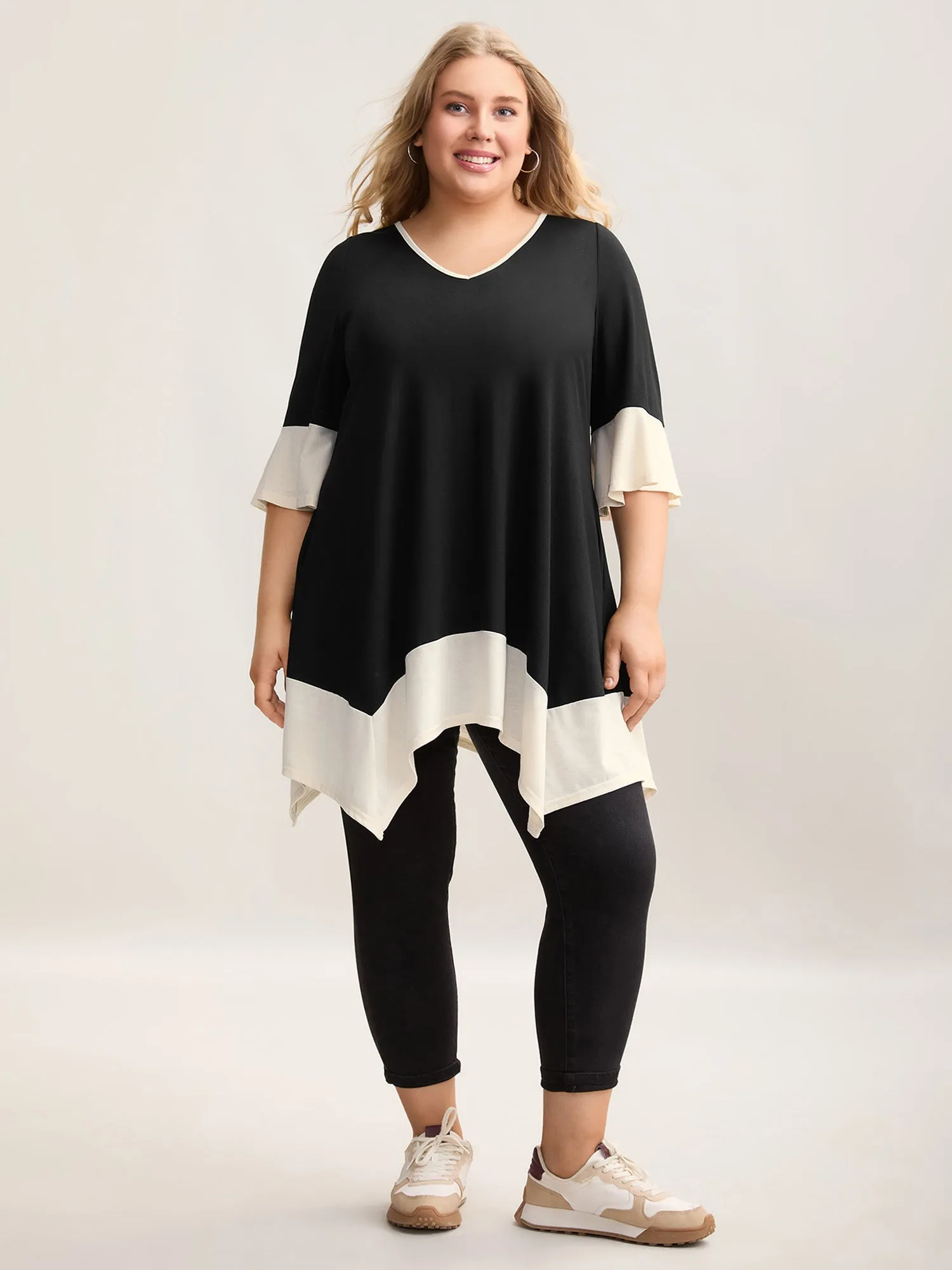 Color Block Hi Low Hem Plain Top sold by Bloomchic product image thumbnail 3