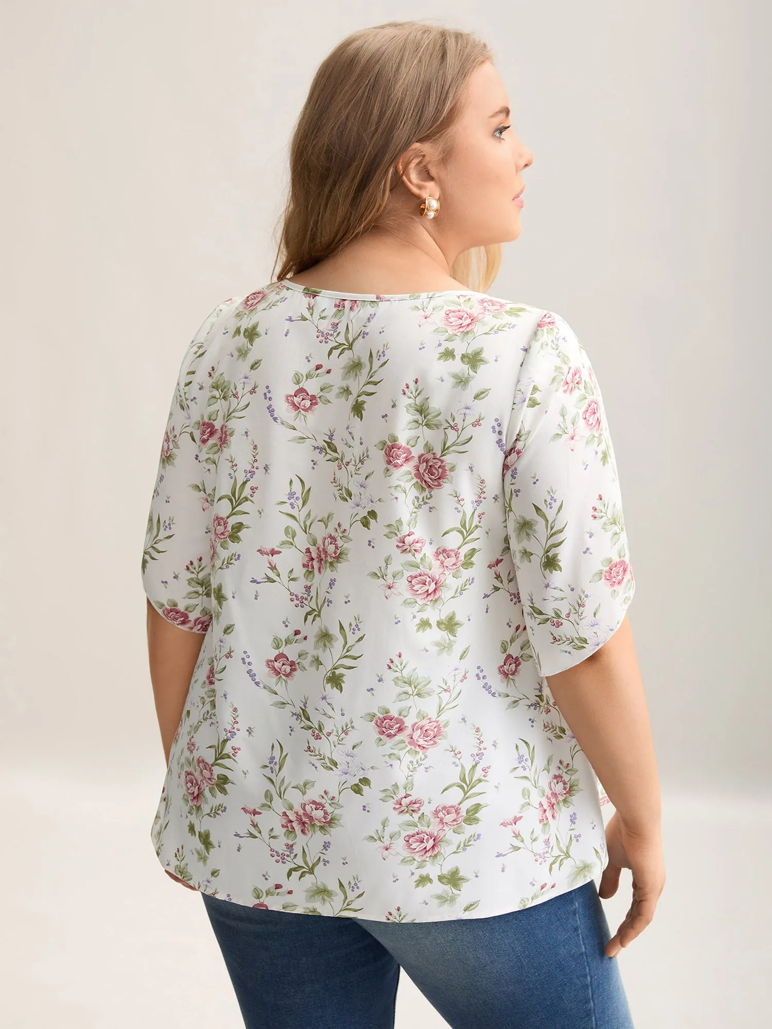 Floral Print Petal Sleeve Pleated Blouse sold by Bloomchic product image thumbnail 2