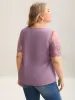Spliced Sheer Sleeve Plain Curvy Fit Blouse sold by Bloomchic