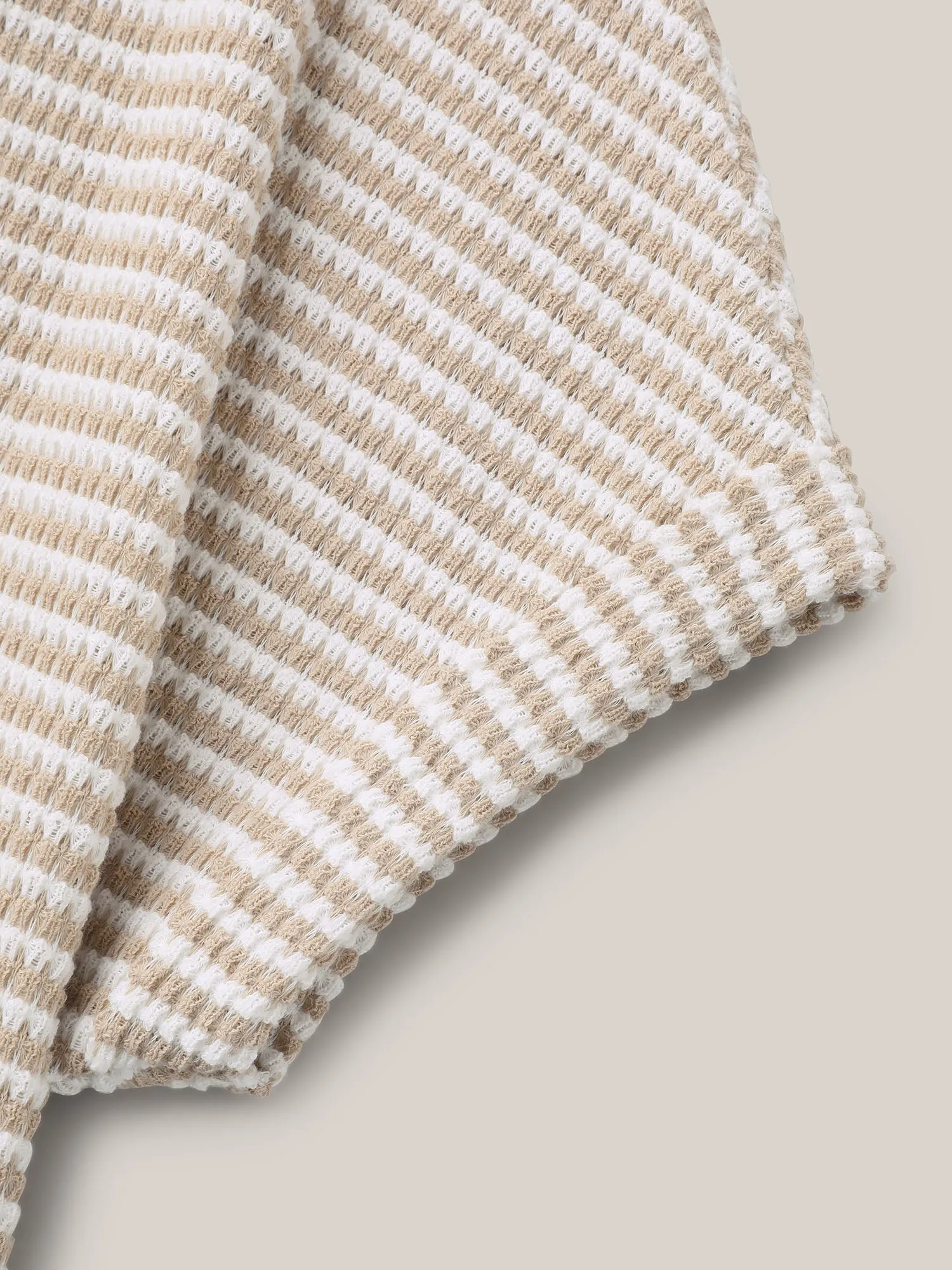 Striped Half Placket Waffle T-Shirt sold by Bloomchic product image thumbnail 5