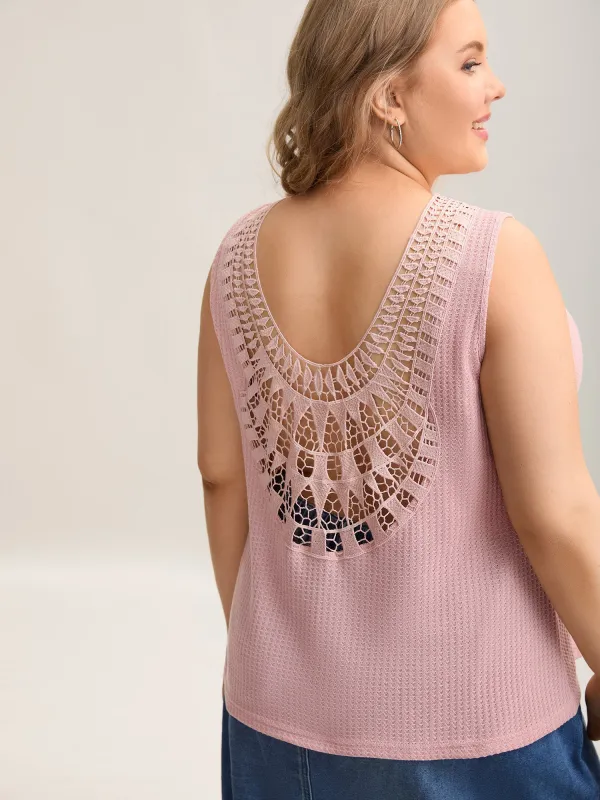 Hollow Back Slim-Fit Pleated Sleeveless Top sold by Bloomchic